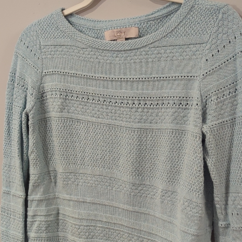 LOFT Soft Sky Blue Crew Neck Sweater‎ image 2